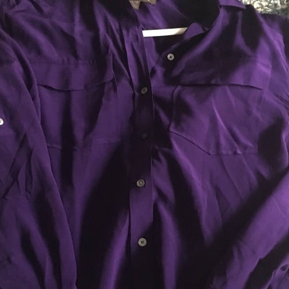 ⌛️🍃 NWOT Purple Silk Button up blouse, S (XS) - Picture 6 of 8