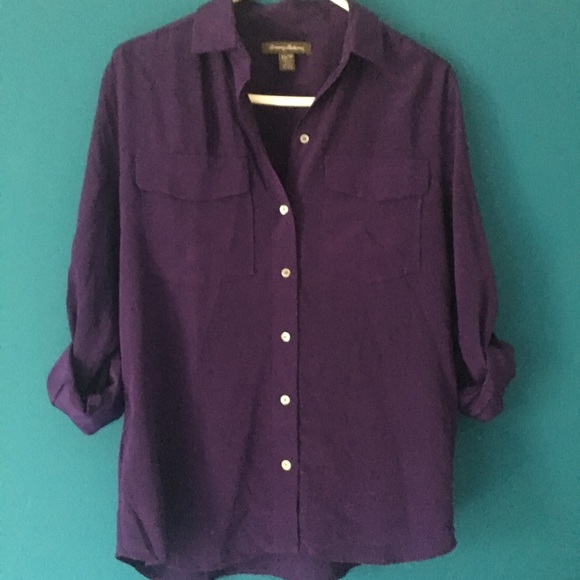 ⌛️🍃 NWOT Purple Silk Button up blouse, S (XS) - Picture 5 of 8