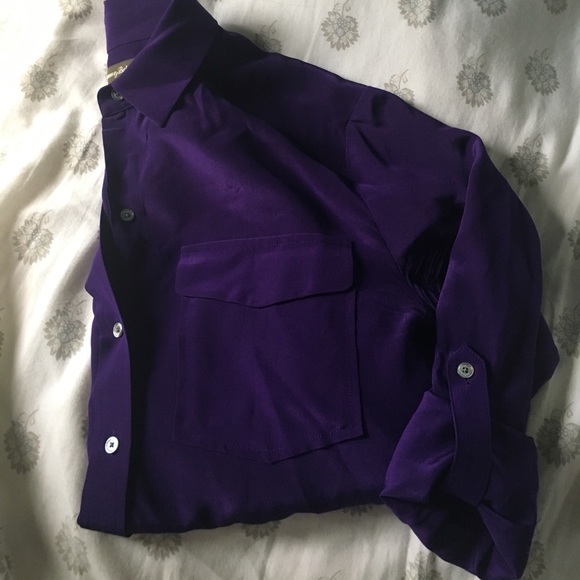 ⌛️🍃 NWOT Purple Silk Button up blouse, S (XS) - Picture 3 of 8