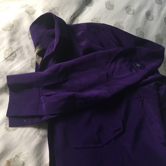 ⌛️🍃 NWOT Purple Silk Button up blouse, S (XS) - Picture 7 of 8