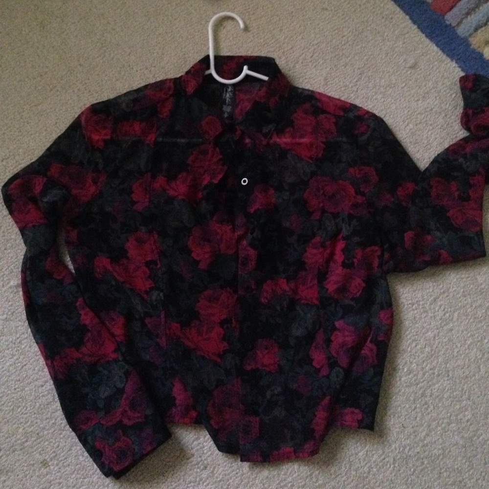 Sheer box button down shirt