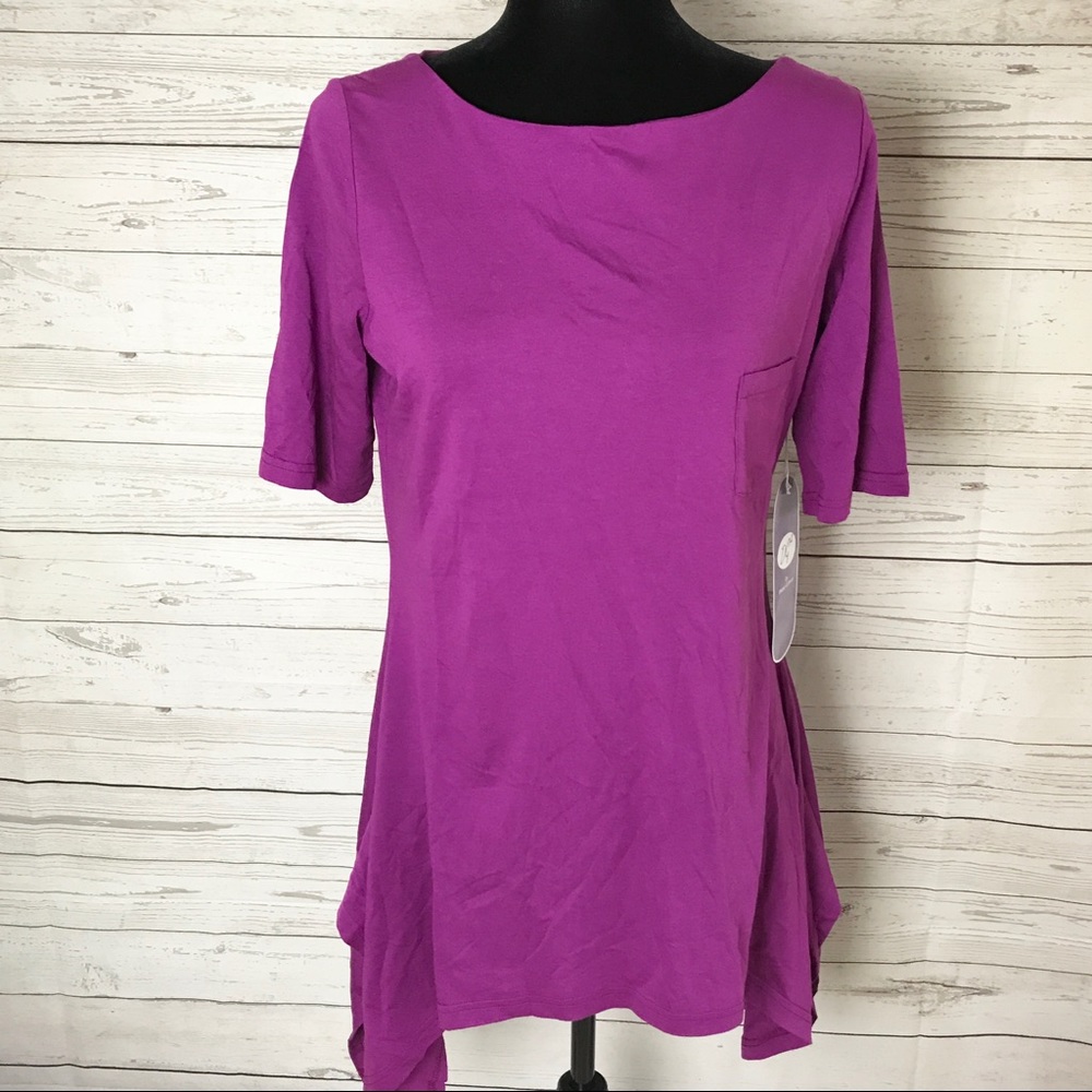 NWT Diane Gilman Purple Drapey Top Size S