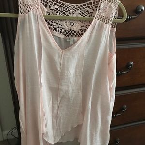 Blush pink flows asymmetrical tank top