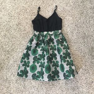 Color block, floral print dress