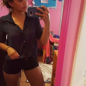 HOT navy blue sheer top