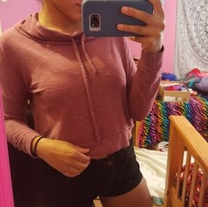 pink hoodie crop top