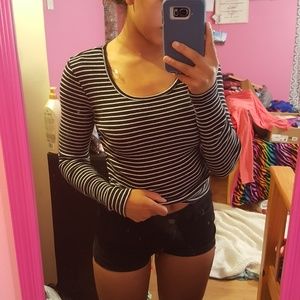 basic black and white striped top
