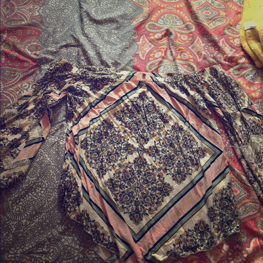 Bell sleeve off the shoulder top