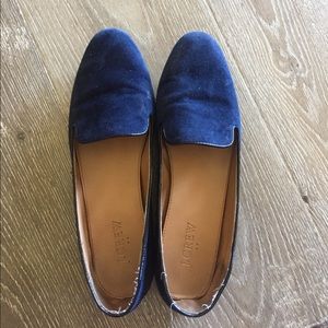 Blue suede loafers