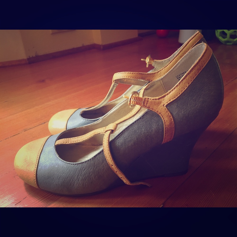 Blue and yellow heels