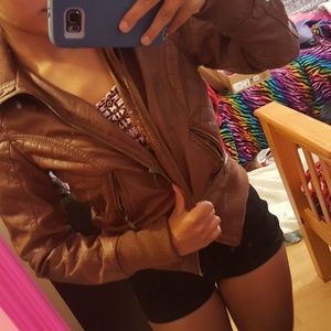 brown faux leather jacket