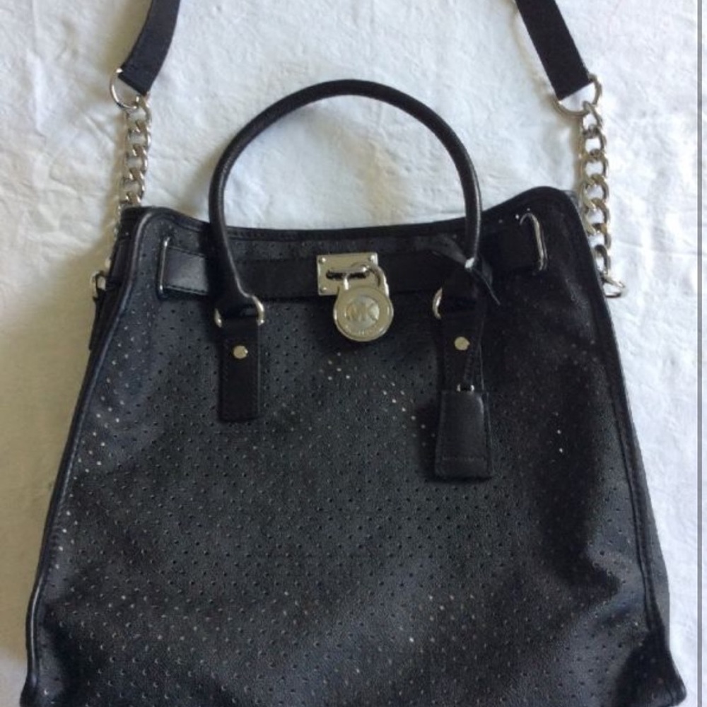 Michael Kors Hamilton Black Leather Lg Tote