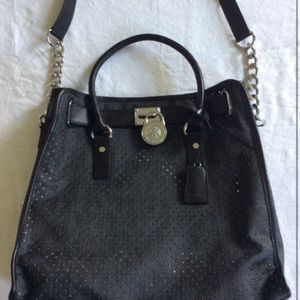 Michael Kors Hamilton Black Leather Lg Tote