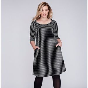 Lane Bryant Black and White Stripe Dress