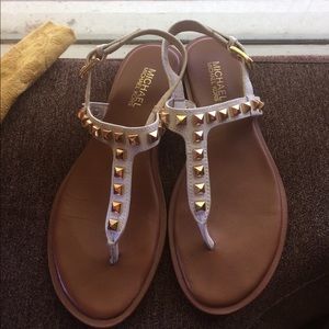 Michael Kors White leather studded sandals