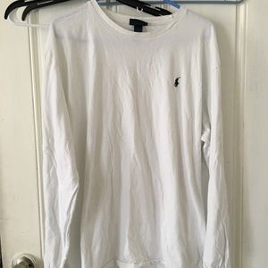 white long sleeved polo by ralph lauren shirt