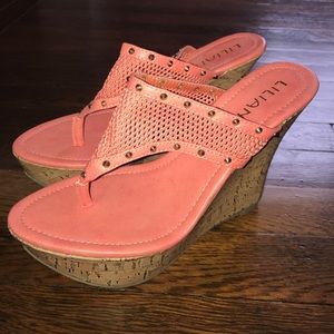 Coral Liliana wedge sandals
