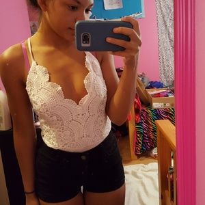 White crochet bodysuit