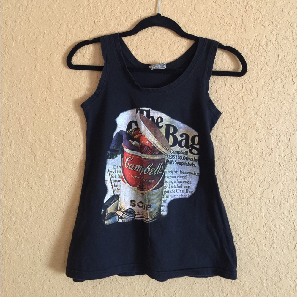 Campbell's soup can black tank top