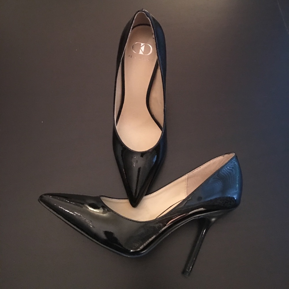 Kelsi Dagger Black Patent Leather Pointed Toe Pumps Heels Size 7.5