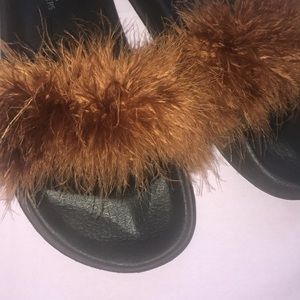 Fur Slides worn once