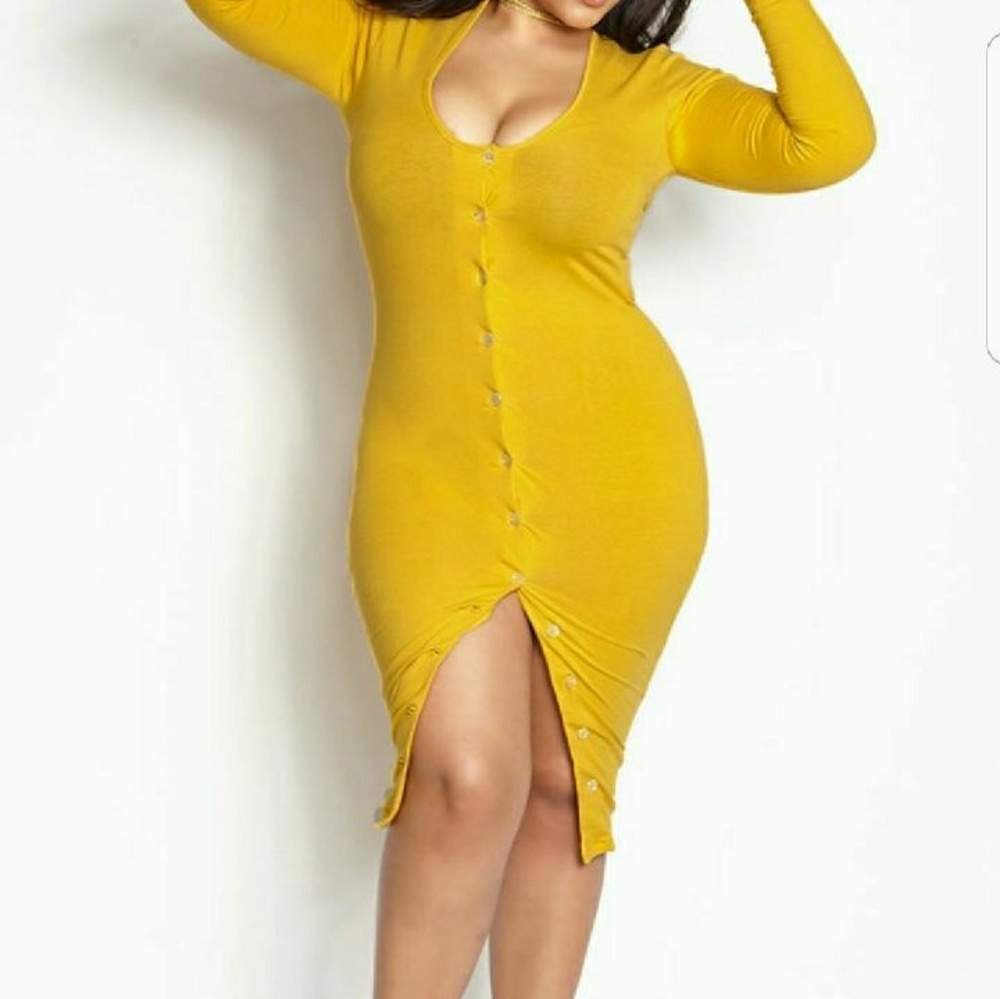 Yellow button down dress