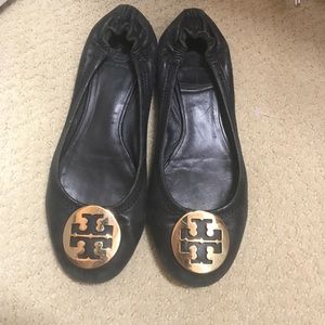 Tory Burch Black Leather Flats