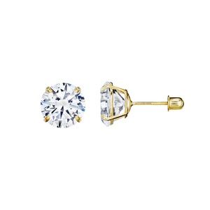 14K Yellow Gold Basket Round Screwback Earring