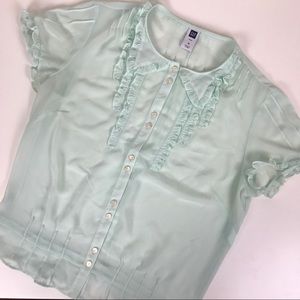 Gap sheer light blue blouse medium