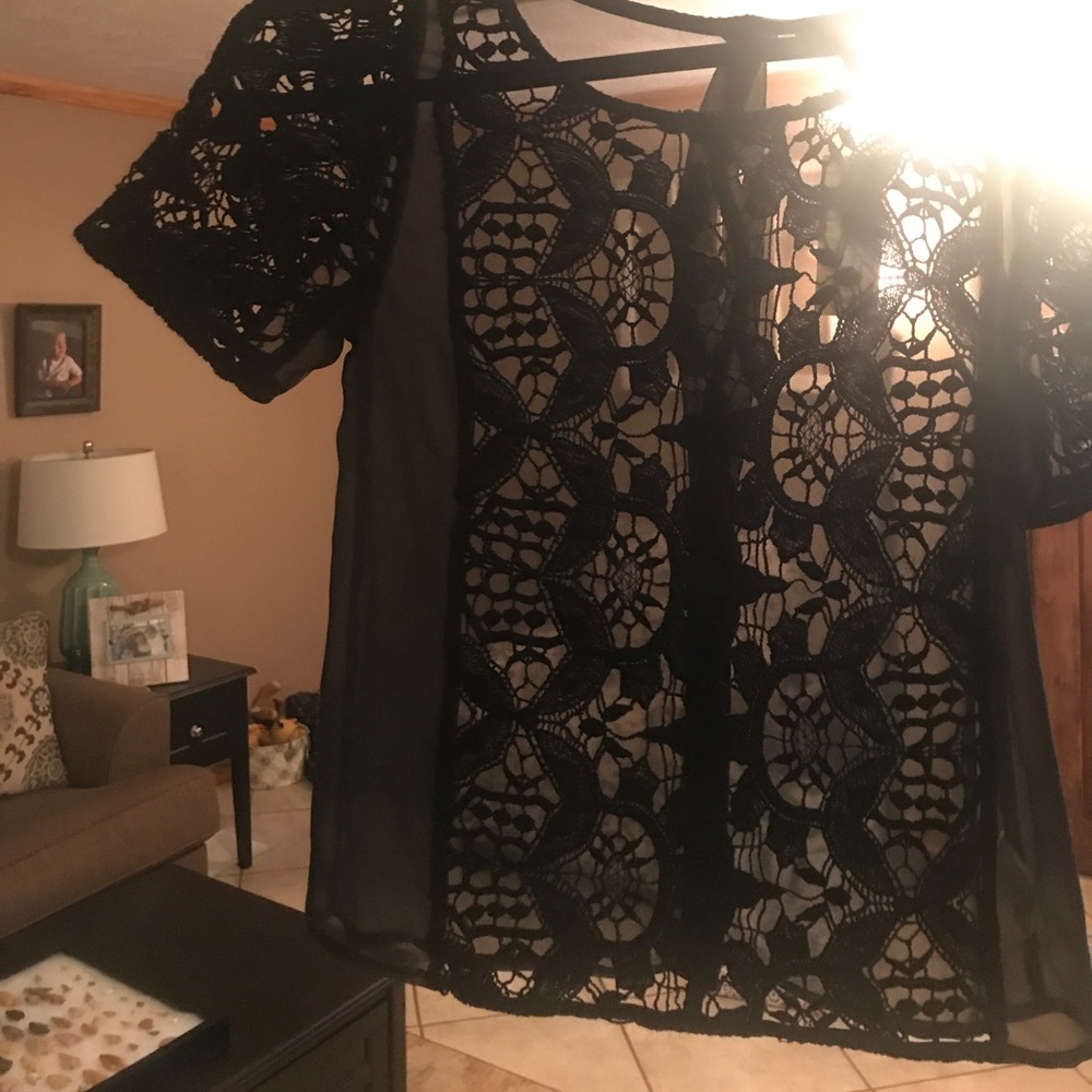 Mesh lace and crochet top