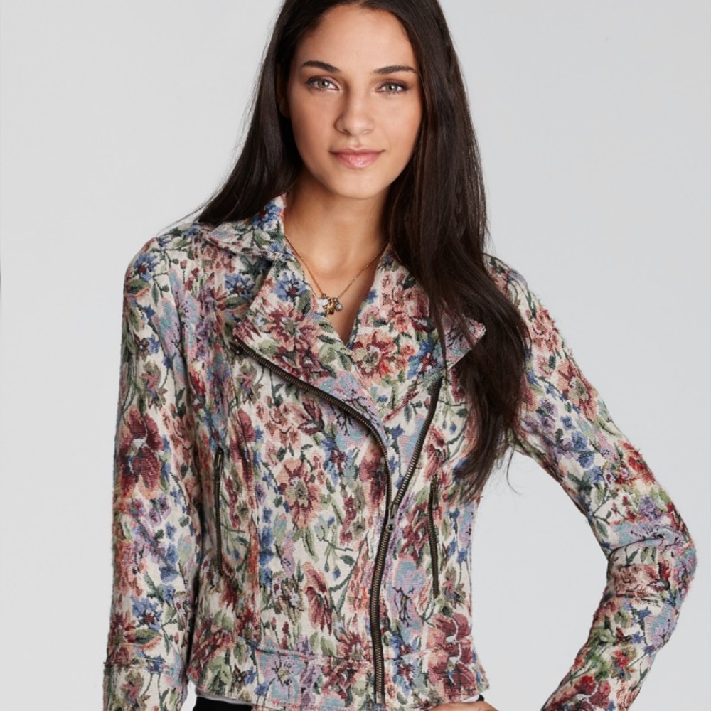 Free People Tapestry Moto Jacket
