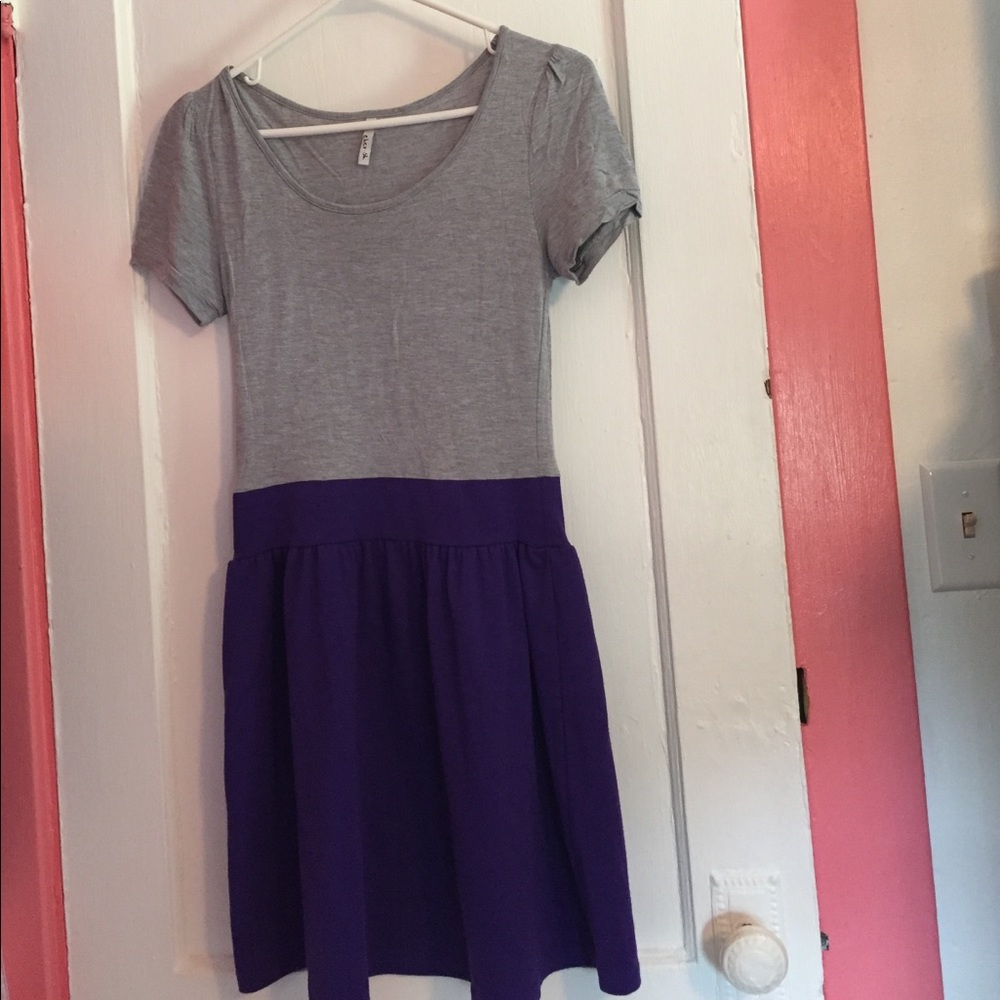 Gray and purple dress
