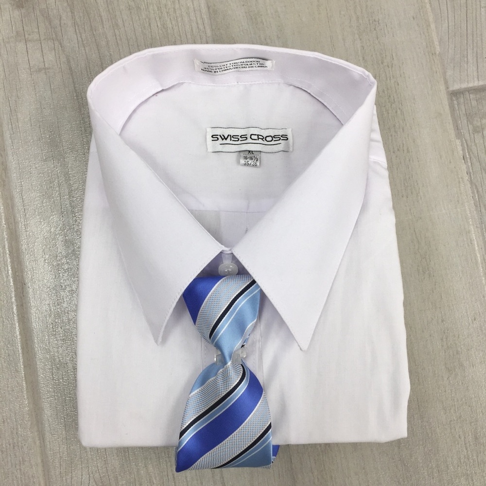 White Dress Shirt and blue tie set