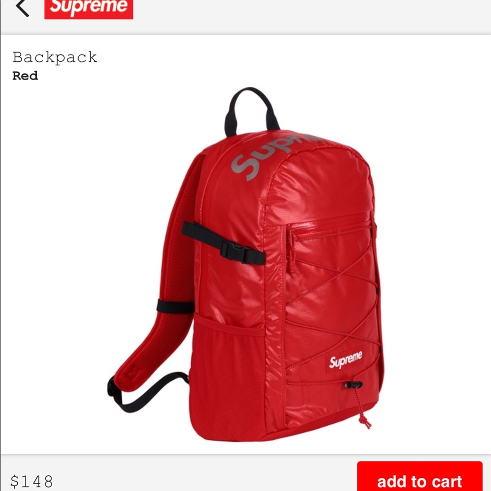 Red Supreme Backpack 2017