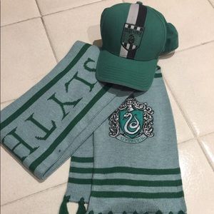 Never worn Universal Studio Slytherin hat & scarf