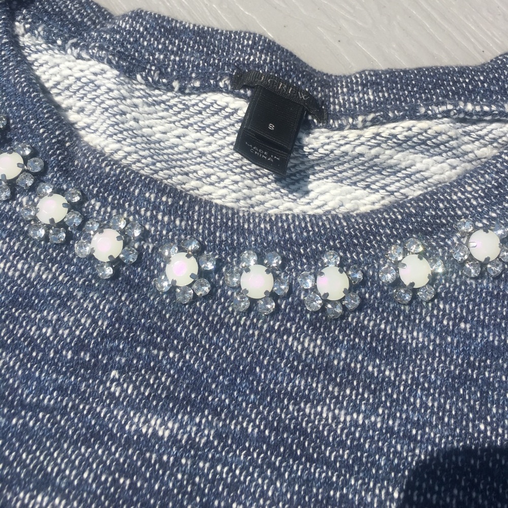 JCrew Embellished Marled Sweatshirt SMALL