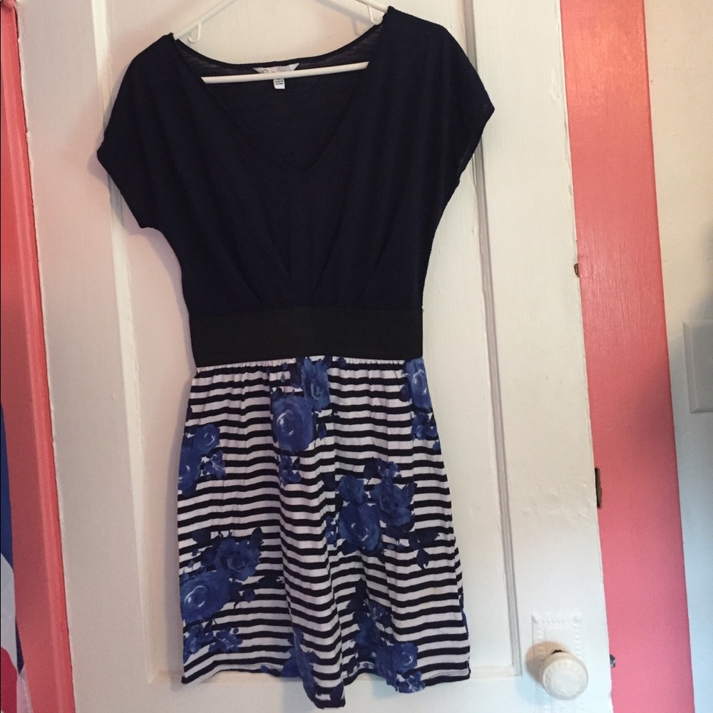 Blue and white dress