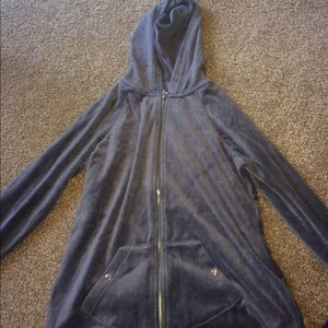 Grey velour zip-up sweatshirt