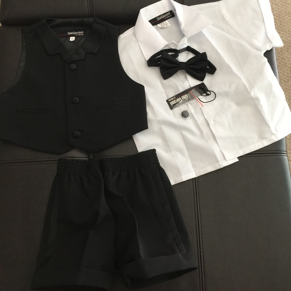 Gino Giovanni Boys Black 4 Piece Shorts Suit 2T