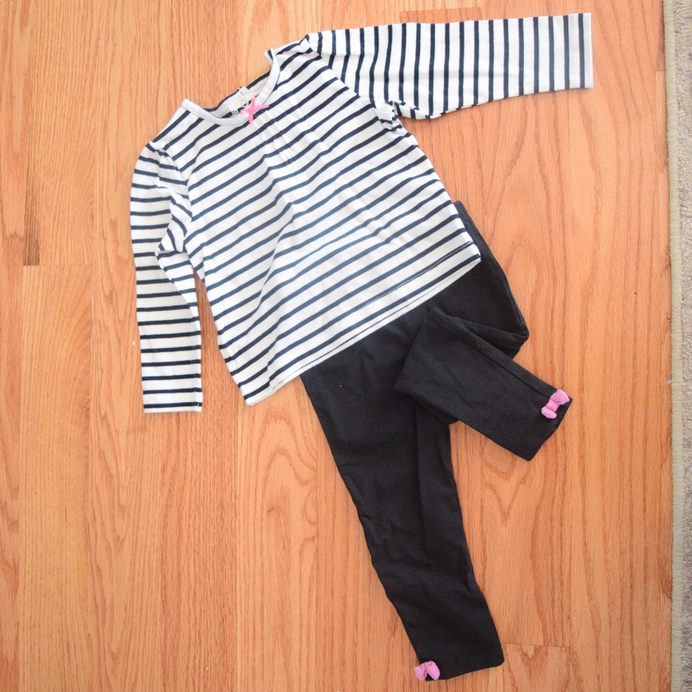 Little Me B&W Striped Top and Leggings