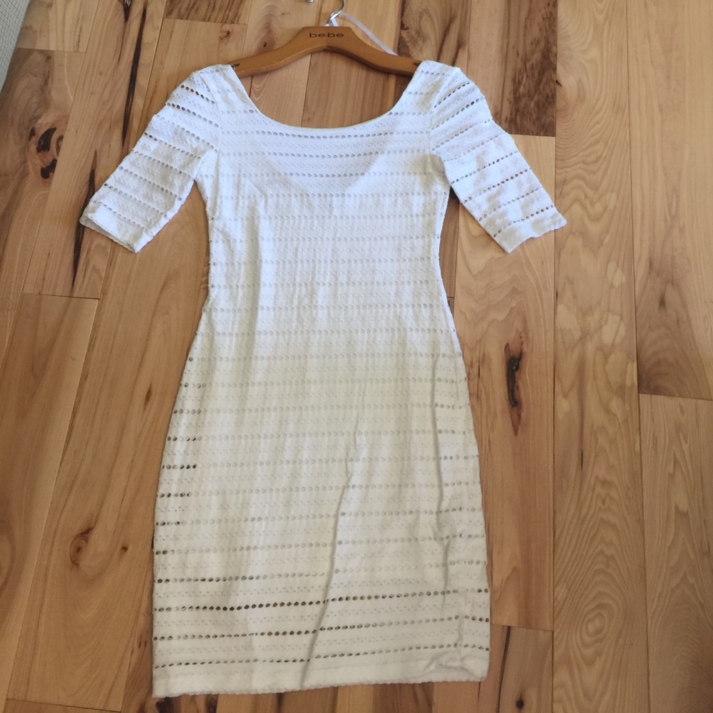White bebe eyelet dress