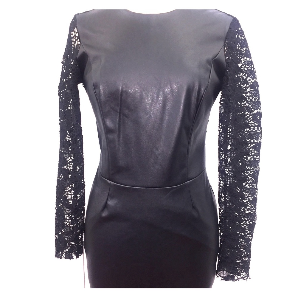 Zara faux leather & lace dress