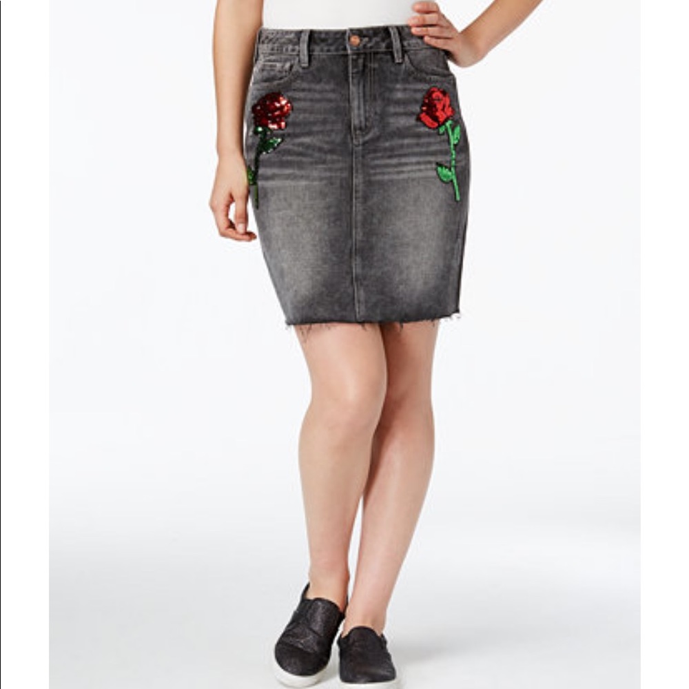 Buffalo by David Bitton Black Sequined Denim Skirt