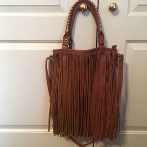 Brown and gold fringe purse