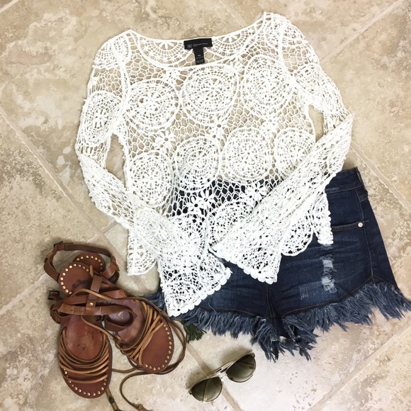 INC International Concepts Sweaters - INC Festival Boho Corchet  Top