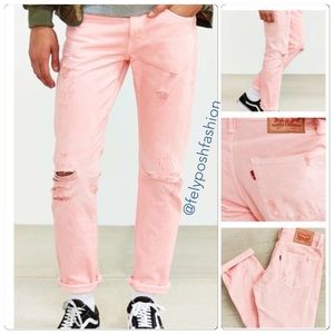 Levi's Overdyed Pink Destructed 511 Slim Jeans