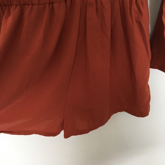 Orange Romper Hippie Bell Sleeves Laced Neckline - Picture 5 of 8