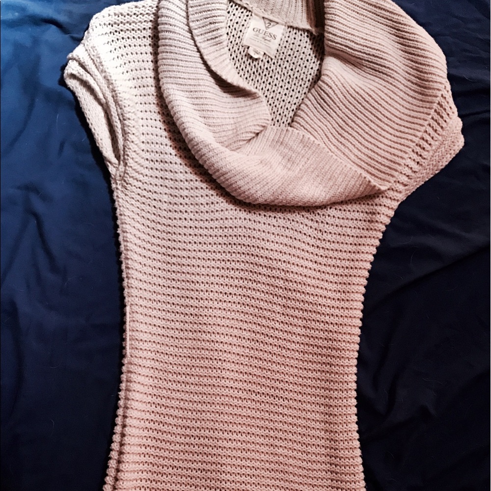 Guess Cream Colored Cowl Neck Knit Dress