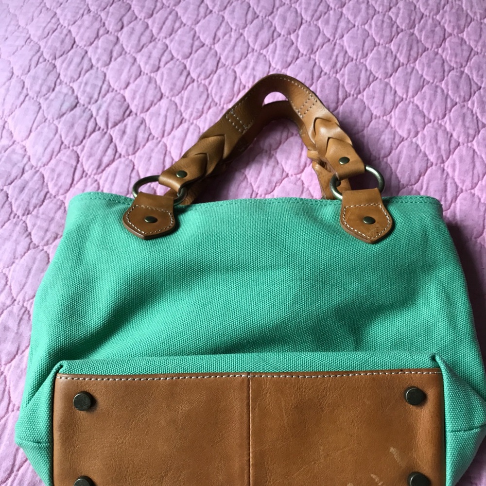 **Re-POSHED** Eddie Bauer Canvas/leather bag CUTE - Picture 2 of 6