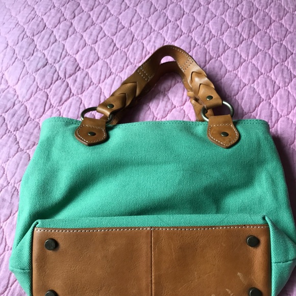 **Re-POSHED** Eddie  Bauer Canvas/leather bag CUTE - Picture 2 of 6